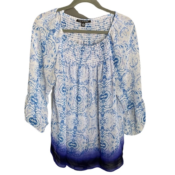 Zac & Rachel Sheer Blouse with 3/4 Bell Sleeves - Size Large - Picture 1 of 4